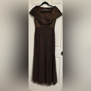 Women's Brown Maxi Skirt with Draped Waist Detail